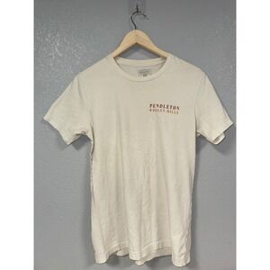 Pendleton Woolen Mills Mens Graphic T-Shirt Cream Southwestern Back Print Medium
